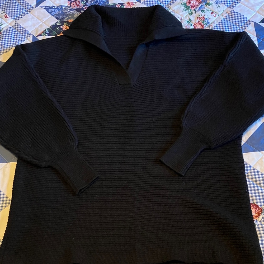 Women’s Black Collared Sweater - Picture 2 of 6